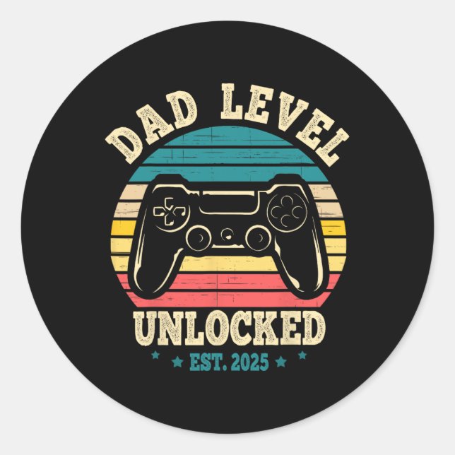 Adesivo Redondo New Daddy I Leveled Up To Dad Mens Pregnancy Idea  (Frente)