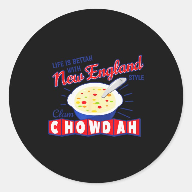 Adesivo Redondo New England Style Clam Chowder  (Frente)