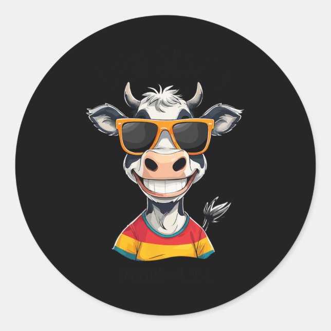 Adesivo Redondo New Glarus Wi Usa Funny Cow Cartoon Design  (Frente)