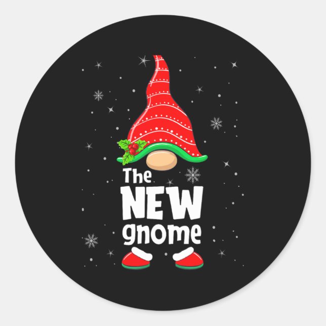 Adesivo Redondo New Gnome Matching Family Group Christmas Party Pa (Frente)