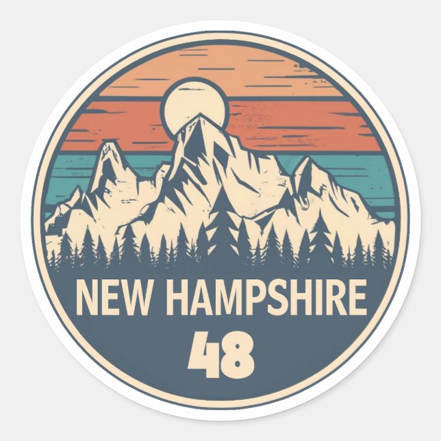 Adesivo Redondo New Hampshire 48 Sunset (Frente)