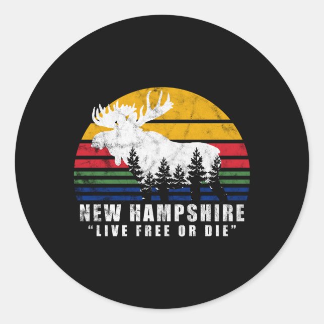 Adesivo Redondo New Hampshire Live Free Ou Morre Mata (Frente)