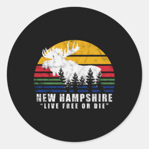 Adesivo Redondo New Hampshire Live Free Ou Morre Mata