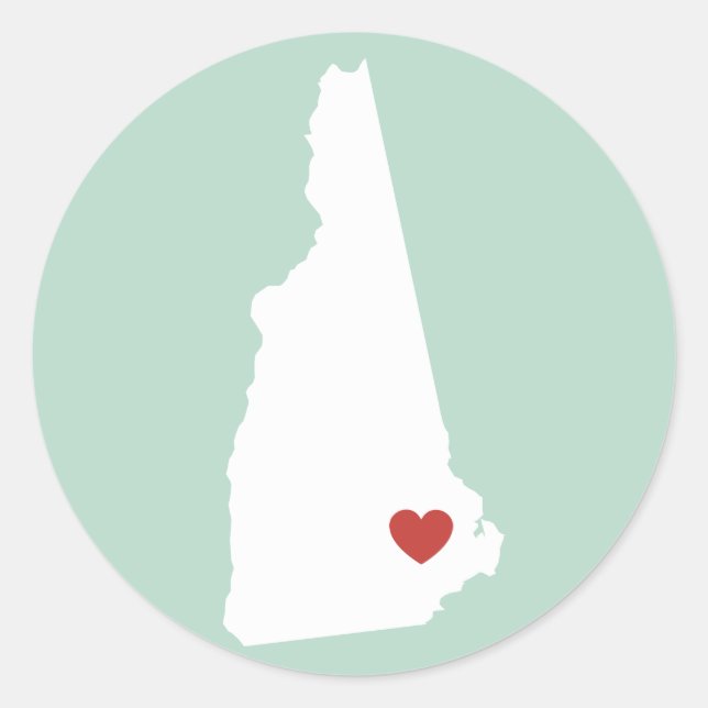 Adesivo Redondo New Hampshire Love - Customizable Sticker (Frente)