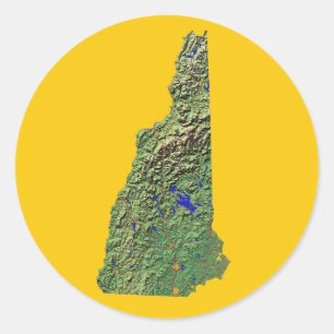 Adesivo Redondo New Hampshire Map Sticker