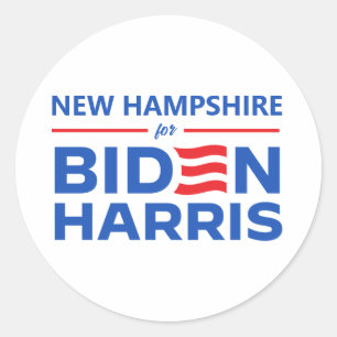 Adesivo Redondo New Hampshire para Biden Harris