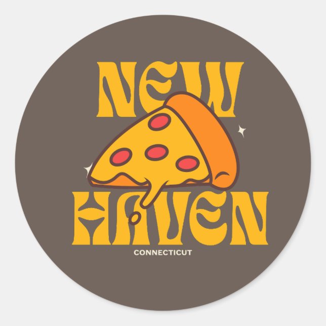 Adesivo Redondo New Haven Apizza CT Connecticut Pizza (Frente)