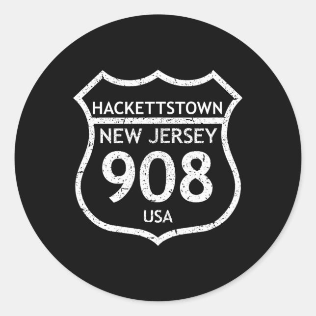 Adesivo Redondo New Jersey Area Code 908 Hackettstown, Nj Home Sta (Frente)