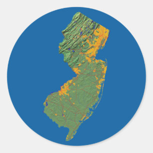 Adesivo Redondo New Jersey Map Sticker