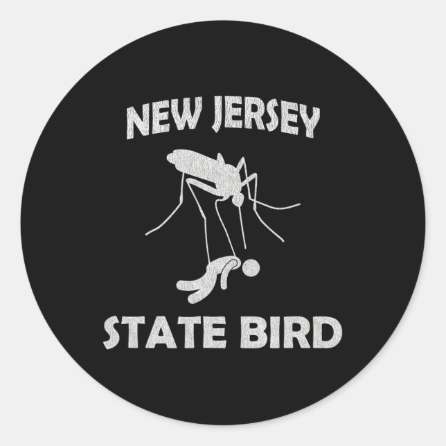 Adesivo Redondo New Jersey Mosquito State Bird Funny Outdoors  (Frente)