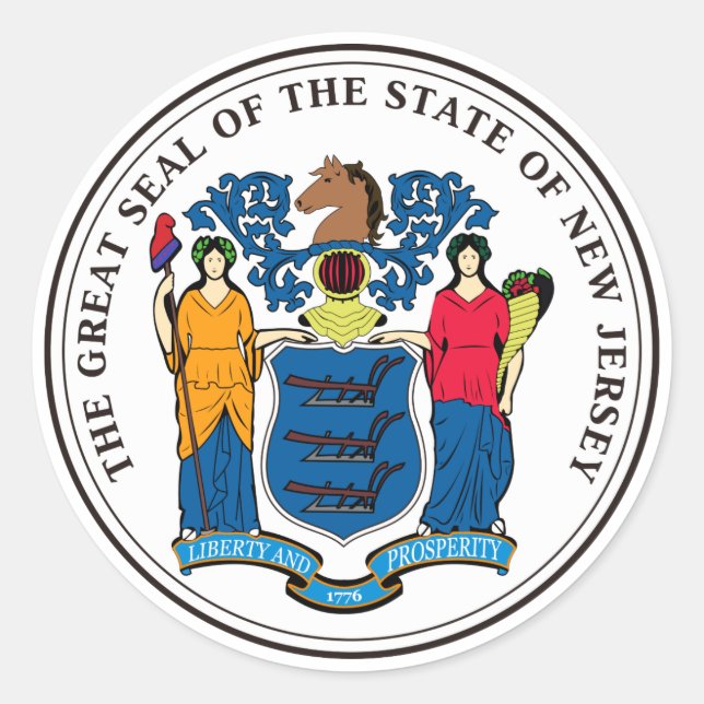 Adesivo Redondo New Jersey State Seal (Frente)
