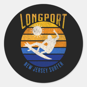 Adesivo Redondo New Jersey Surfer Longport Nj Surfing Beaches Beac