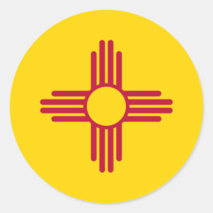 Adesivo Redondo New mexico/bandeira mexicana do estado (Zia), os