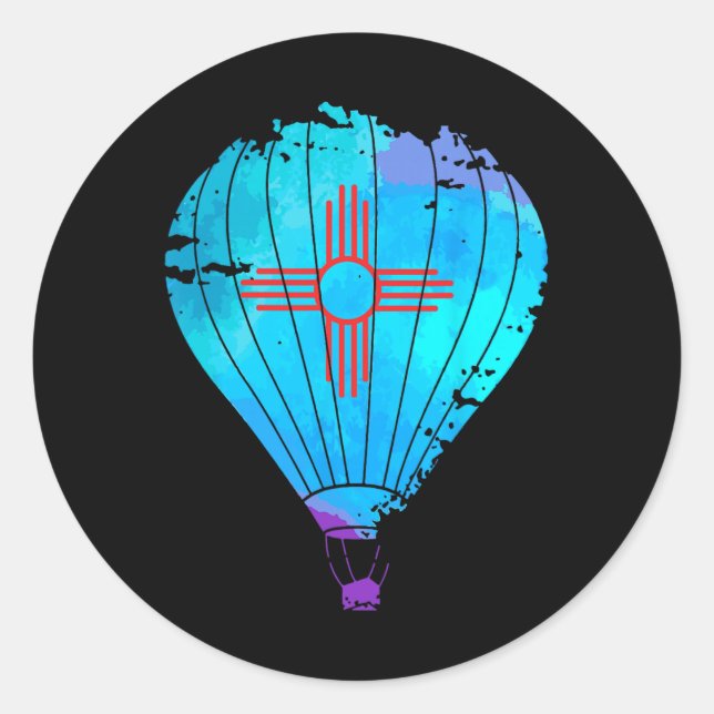 Adesivo Redondo New Mexico Festival Hot Air Balloon Zia Gift  (Frente)