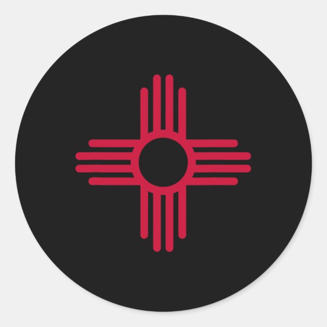Adesivo Redondo New Mexico State Flag Zia Symbol Flag  (Frente)