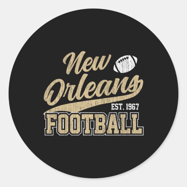 Adesivo Redondo New Orleans Distressed Football Team Fan Srts  (Frente)
