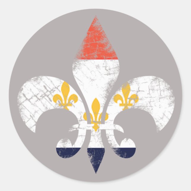 Adesivo Redondo New Orleans Fleur De Lis NOLA Louisiana Stickers (Frente)