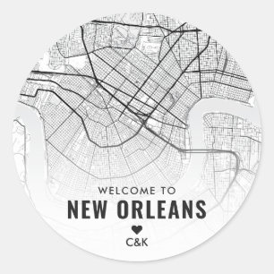 Adesivo Redondo New Orleans, mapa da cidade de Louisiana   Boas-vi