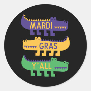 Adesivo Redondo New Orleans Mardi Gras Yall Festival Costume Kids