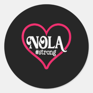 Adesivo Redondo New Orleans Nola Strong Heart Tee New Orleans
