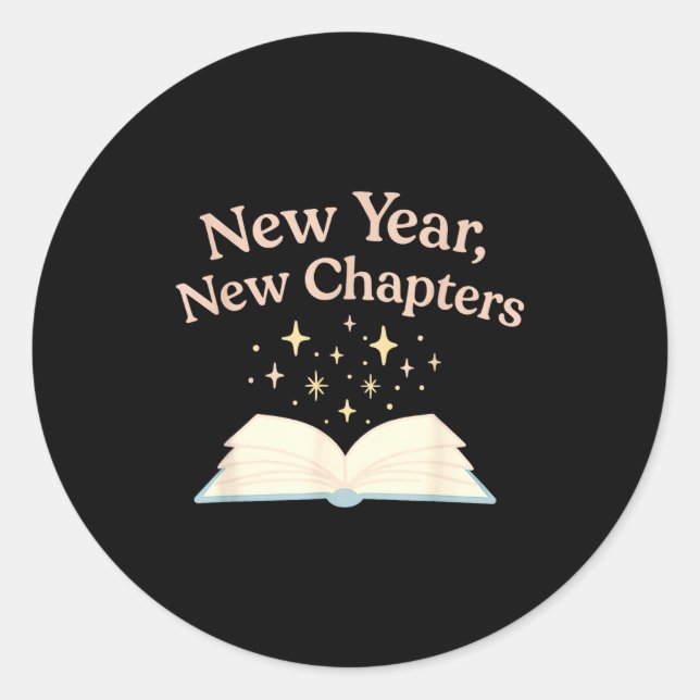 Adesivo Redondo New Year New Chapters Cozy Reading For Book Lovers (Frente)