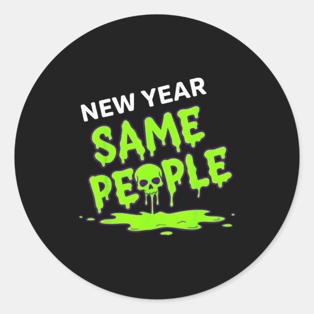 Adesivo Redondo New Year Same People Funny Skull  (Frente)