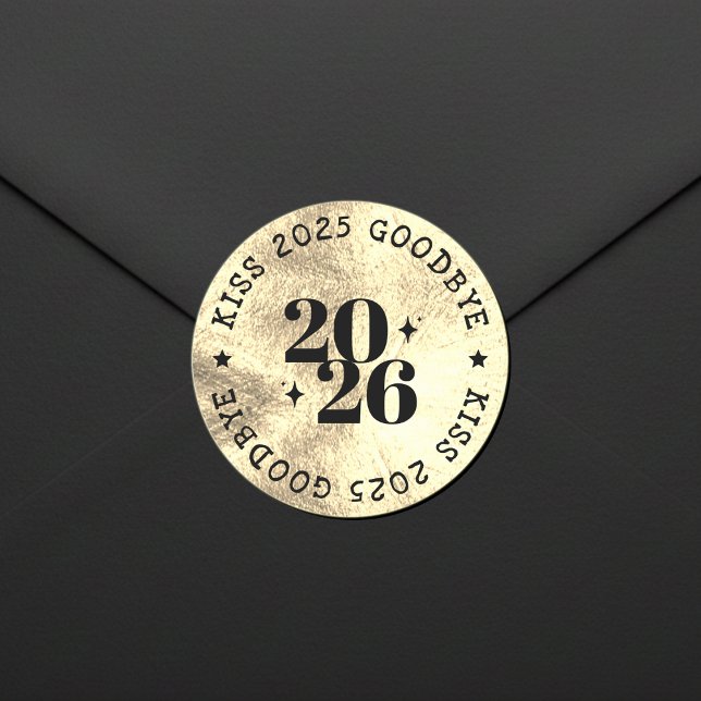 Adesivo Redondo New Years Eve Party Kiss the Year Goodbye Gold (New Years Eve Party Kiss the Year Goodbye Gold Classic Round Sticker
)