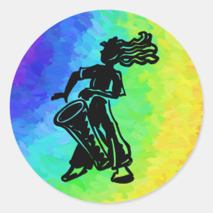 Adesivo Redondo New York Boogie Nights Drum Rainbow
