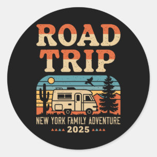 Adesivo Redondo New York Family Adventure Rv Camping Viagem Road T