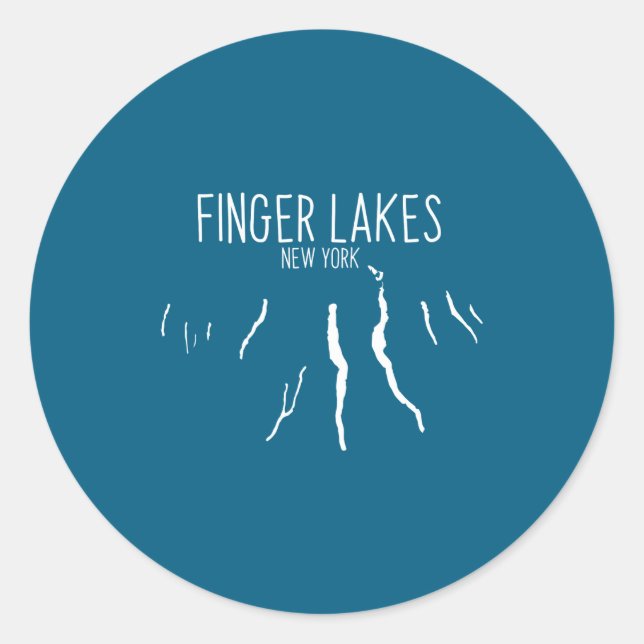 Adesivo Redondo New York Finger Lakes Map Design _1  (Frente)