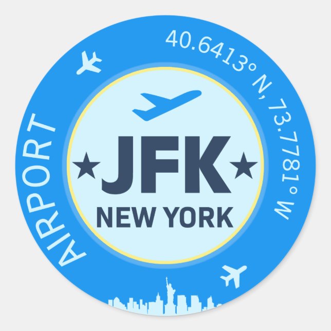 Adesivo Redondo New York JFK (Frente)