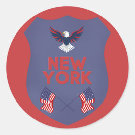 Adesivo Redondo New York State Pride Patriotic Shield Vinyl