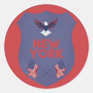 Adesivo Redondo New York State Pride Patriotic Shield Vinyl