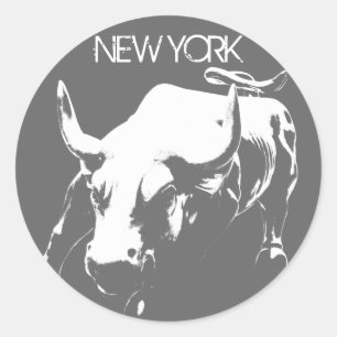 Adesivo Redondo New York Stickers New York Bull Souvenir Stickers