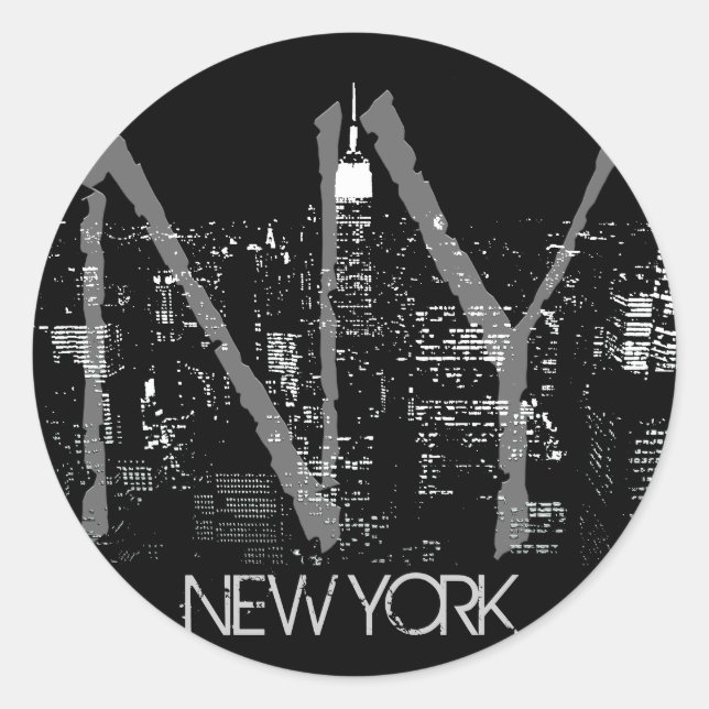 Adesivo Redondo New York Stickers New York Skyline Souvenirs (Frente)