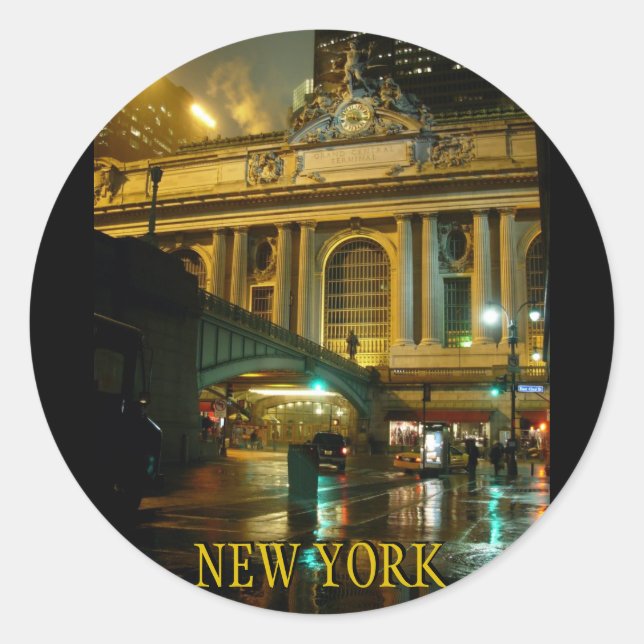 Adesivo Redondo New York Stickers NYC Grand Central Souvenirs Gift (Frente)