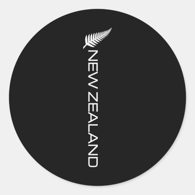 Adesivo Redondo New Zealand Fern Flag Athletic Srts Vertical Style (Frente)
