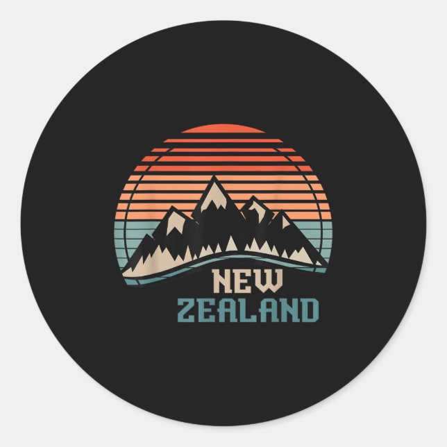 Adesivo Redondo New Zealand Mountain Hiking Gift New Zealand  (Frente)
