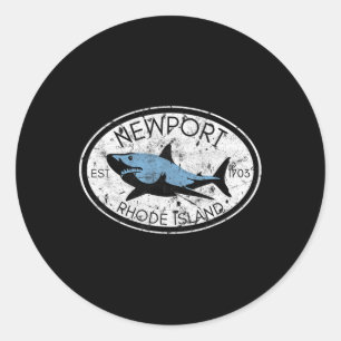 Adesivo Redondo Newport Rhode Island Pescaria Tubarão Peixe Praia