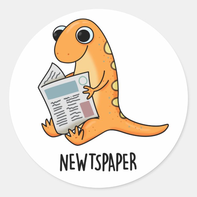 Adesivo Redondo Newspaper Funny Newt Pun (Frente)