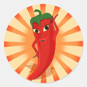 Adesivo Redondo Newsprint Halftones Red Pepper Diva