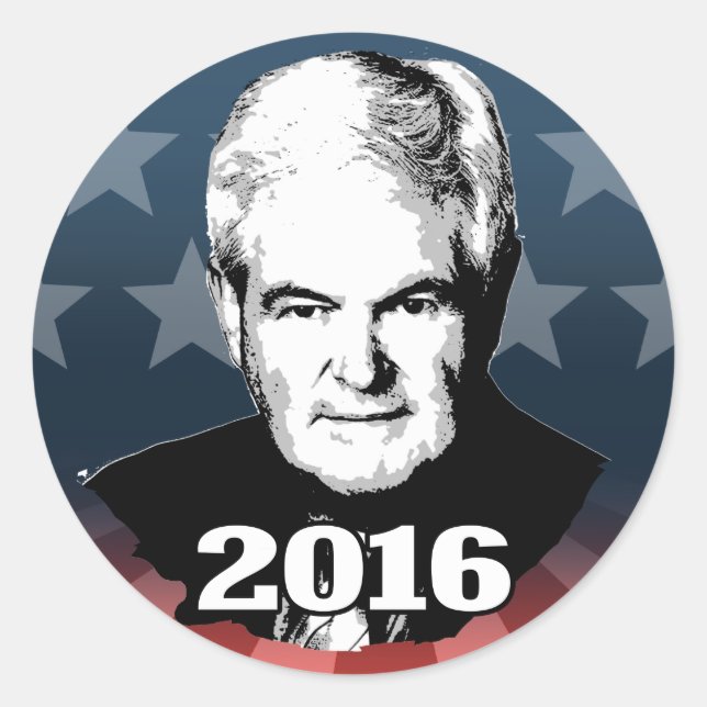 ADESIVO REDONDO NEWT GINGRICH 2016 CANDIDATO (Frente)