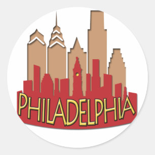 Adesivo Redondo Newwave da skyline de Philly quente