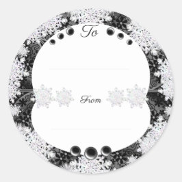 Adesivo Redondo Nexo preto de rendas cerâmicas e floco de neve