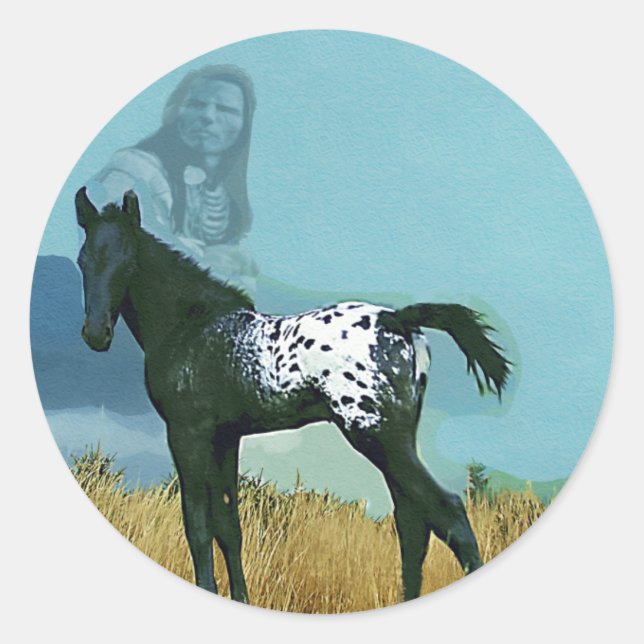 Adesivo Redondo Nez Perce Pony Decal ou Sticker (Frente)