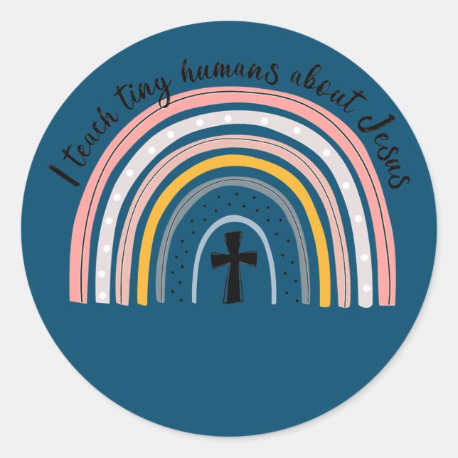 Adesivo Redondo NG0M Eu Ensino Humanos Pequenos Sobre Professores  (Frente)