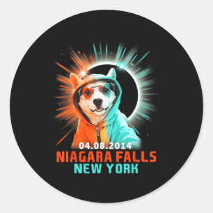 Adesivo Redondo Niágara Cai em Nova York Total Eclipse Solar 2024