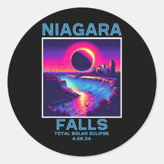 Adesivo Redondo Niagara Cai Total Eclipse Solar 2024 80s Novo Yor
