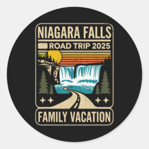 Adesivo Redondo Niagara Falls Road Trip 2025 Férias Familiares