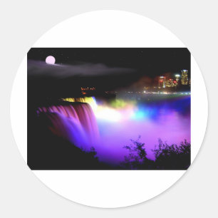 Adesivo Redondo Niagara-Queda-sob-projector-em-noite